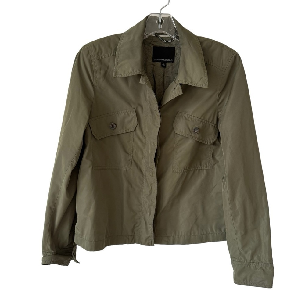 Banana Republic Olive Green Collared Crop Lightweight Jacket medium